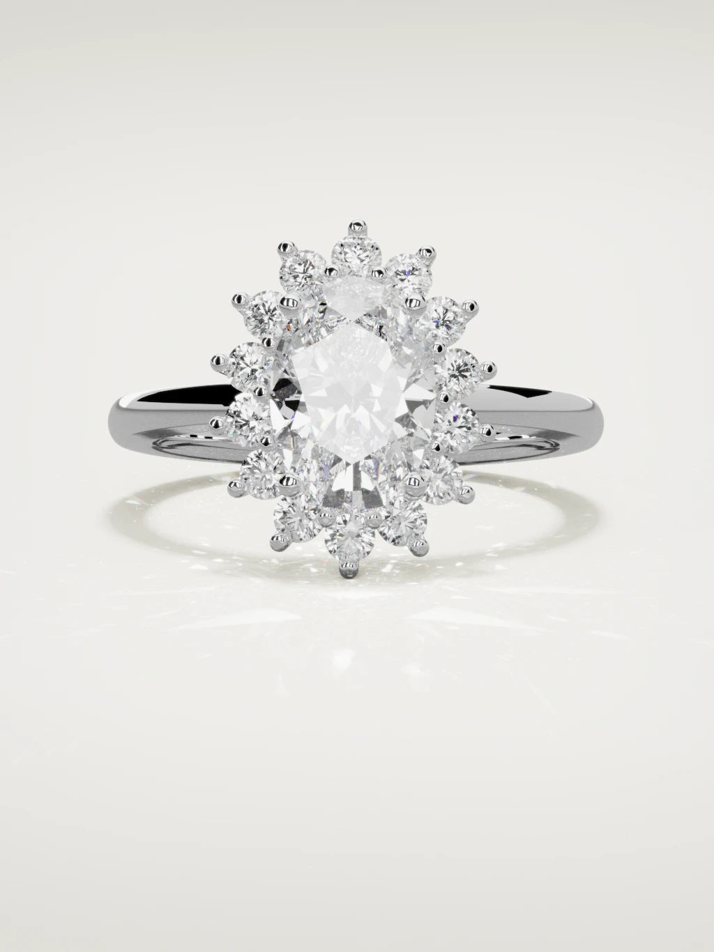 The Aura oval lab-grown diamond solitaire in 14K white gold, front view