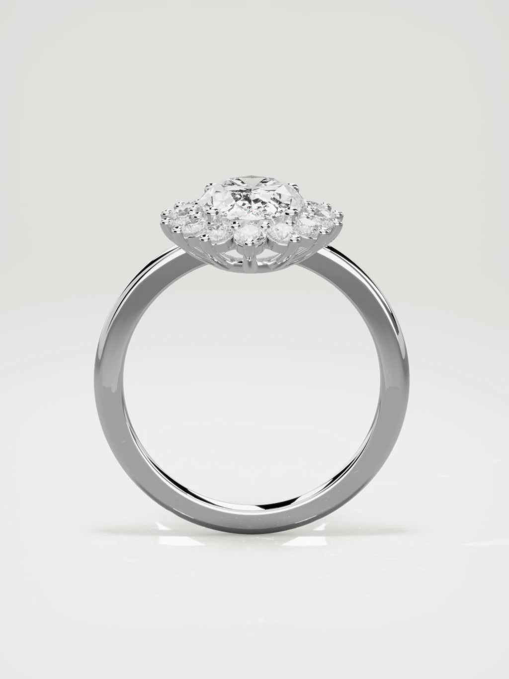The Aura oval lab-grown diamond solitaire in 14K white gold, standing front view