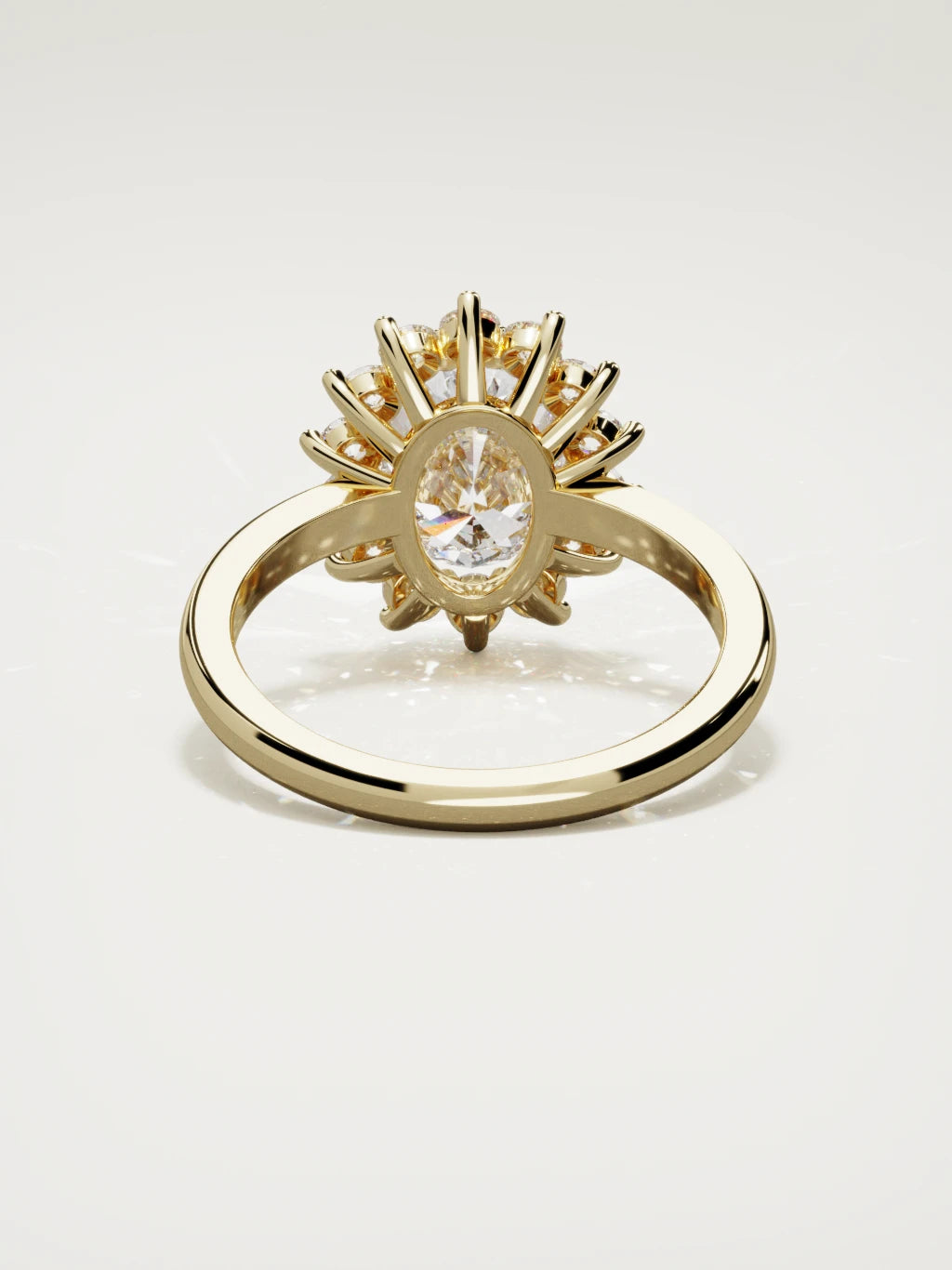 The Aura oval lab-grown diamond solitaire in 14K yellow gold, back view