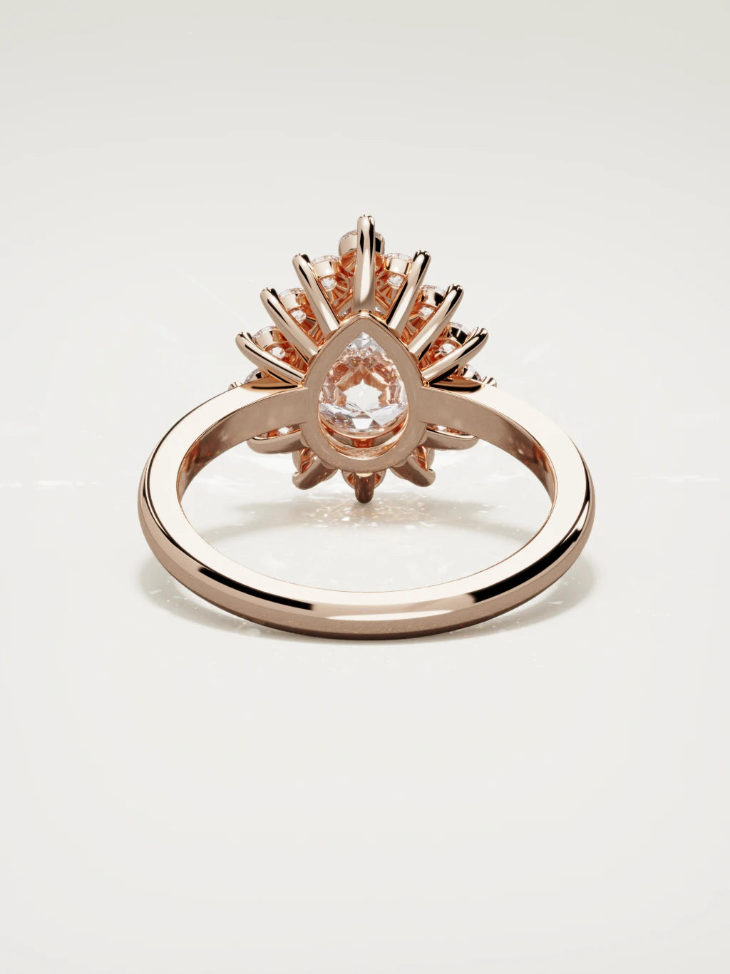 The Aura pear-shaped lab-grown diamond solitaire in 14K rose gold, back view