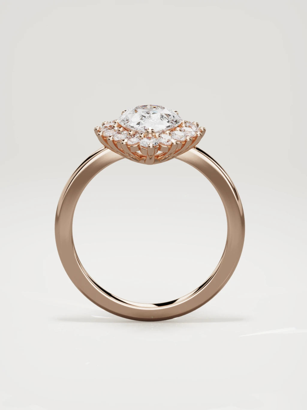 The Aura pear-shaped lab-grown diamond solitaire in 14K rose gold, standing front view
