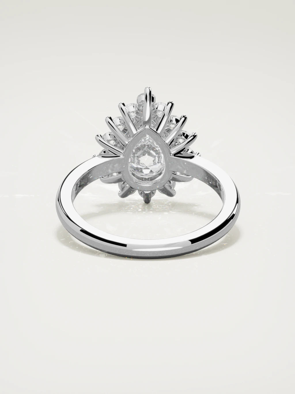 The Aura pear-shaped lab-grown diamond solitaire in 14K white gold, back view
