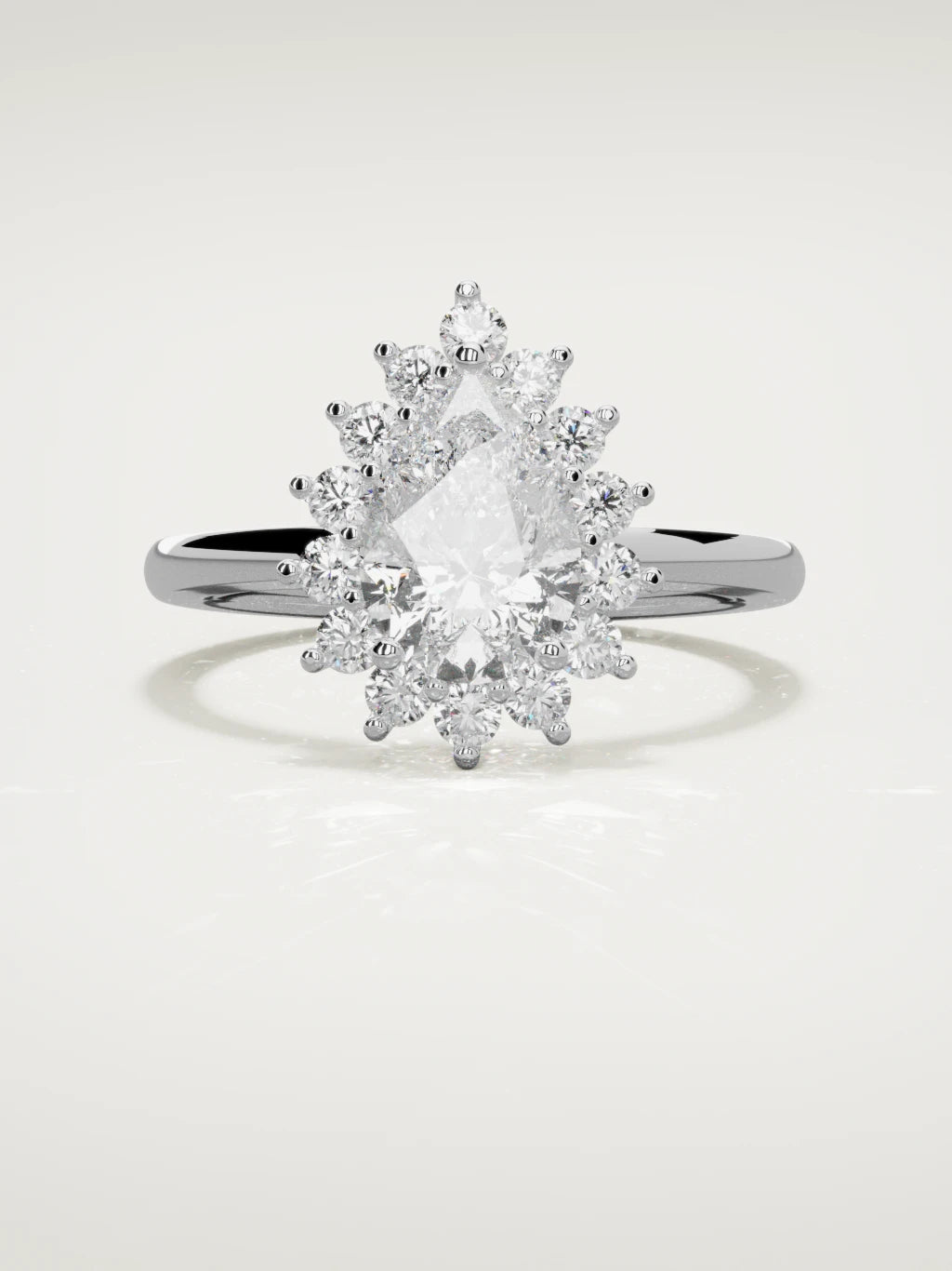 The Aura pear-shaped lab-grown diamond solitaire in 14K white gold, front view
