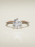 The Azahar, solitario con diamante redondo de laboratorio en oro rosa 14K, vista frontal