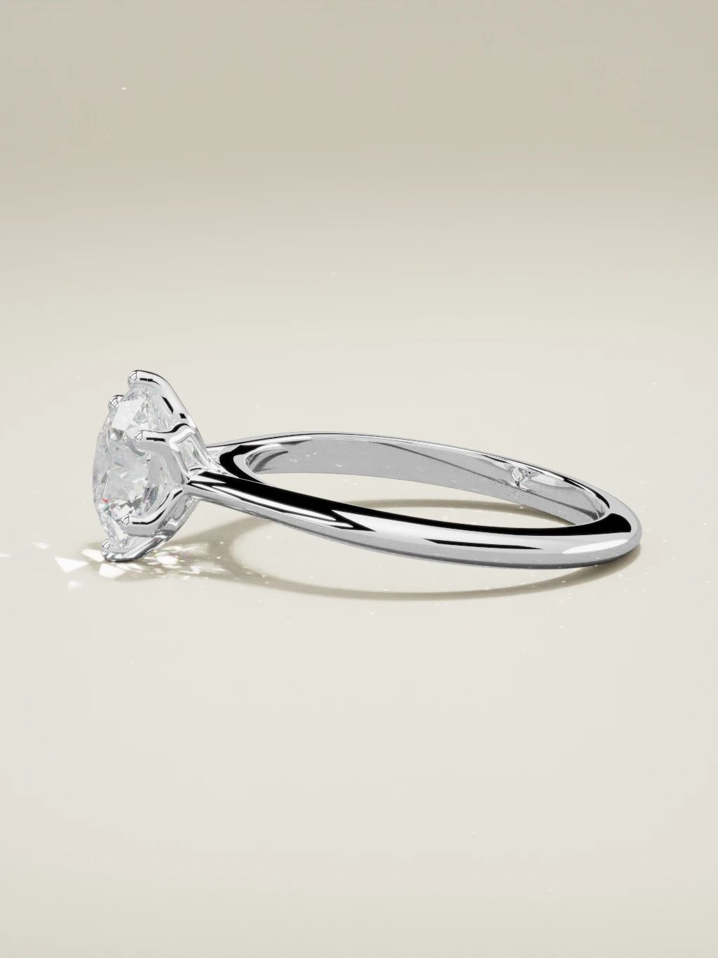 The Azahar, solitario con diamante redondo de laboratorio en oro blanco 14K, vista lateral