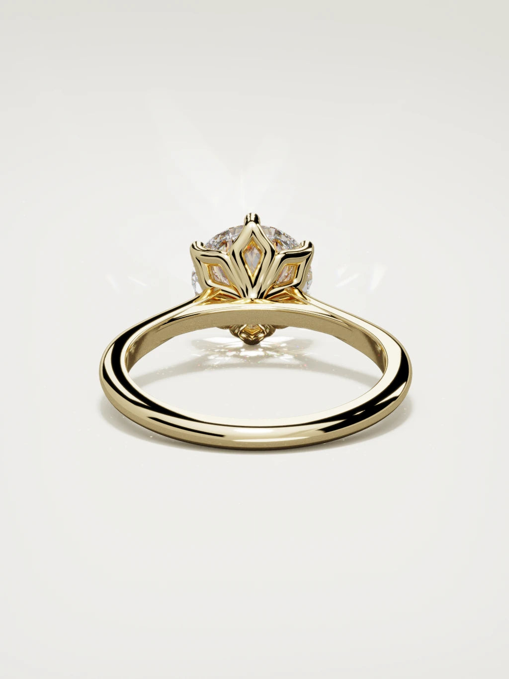 The Azahar round lab-grown diamond solitaire in 14K yellow gold, back view