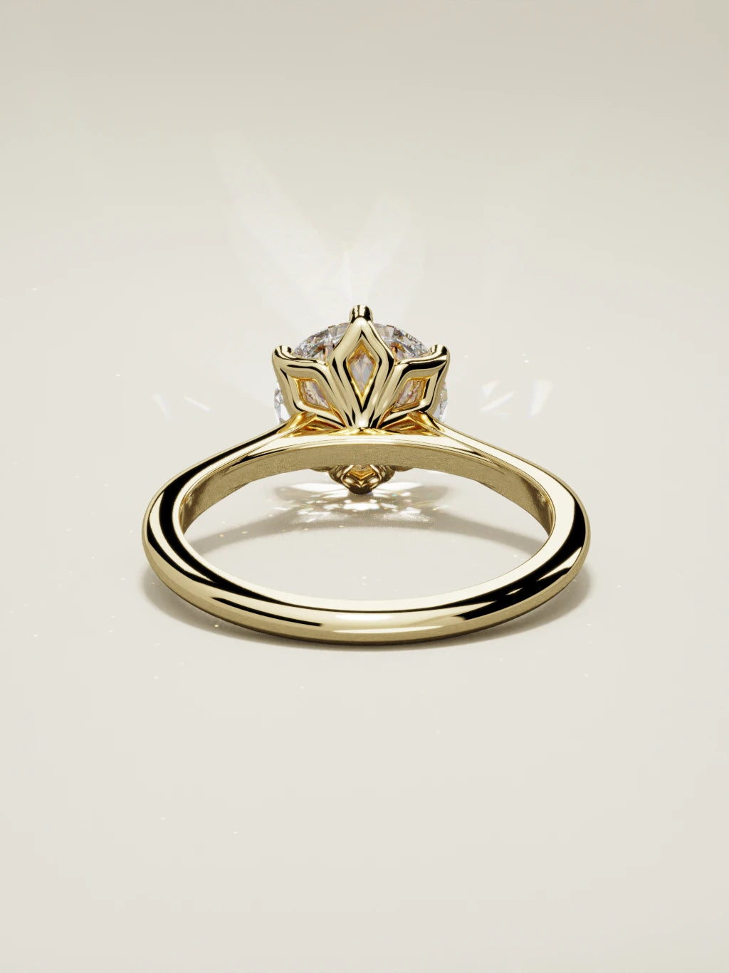 The Azahar round lab-grown diamond solitaire in 14K yellow gold, back view