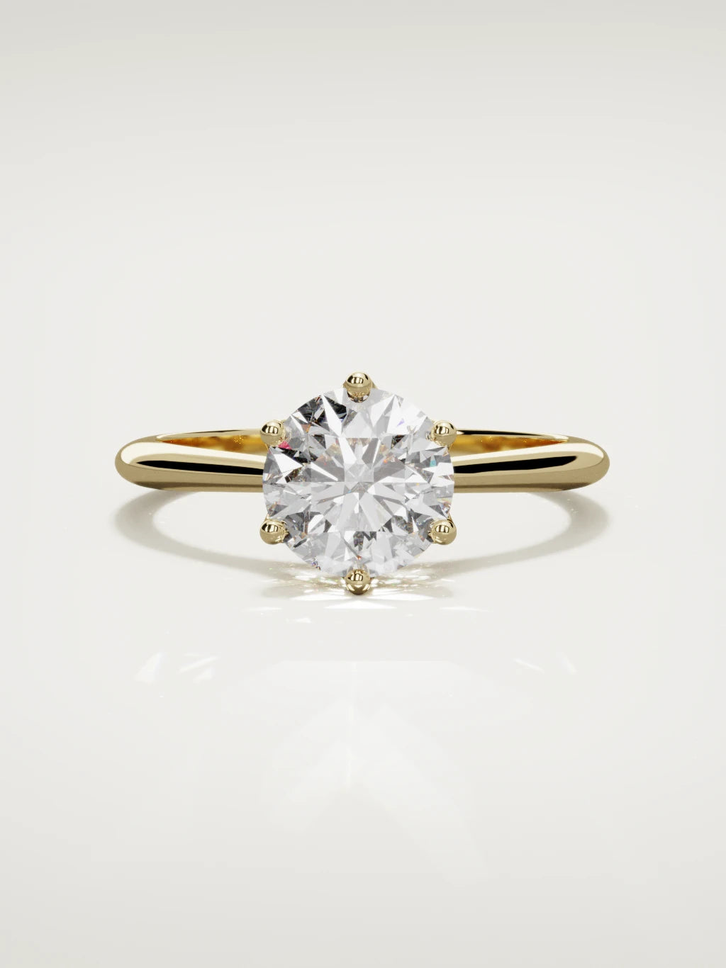 The Azahar round lab-grown diamond solitaire in 14K yellow gold, front view