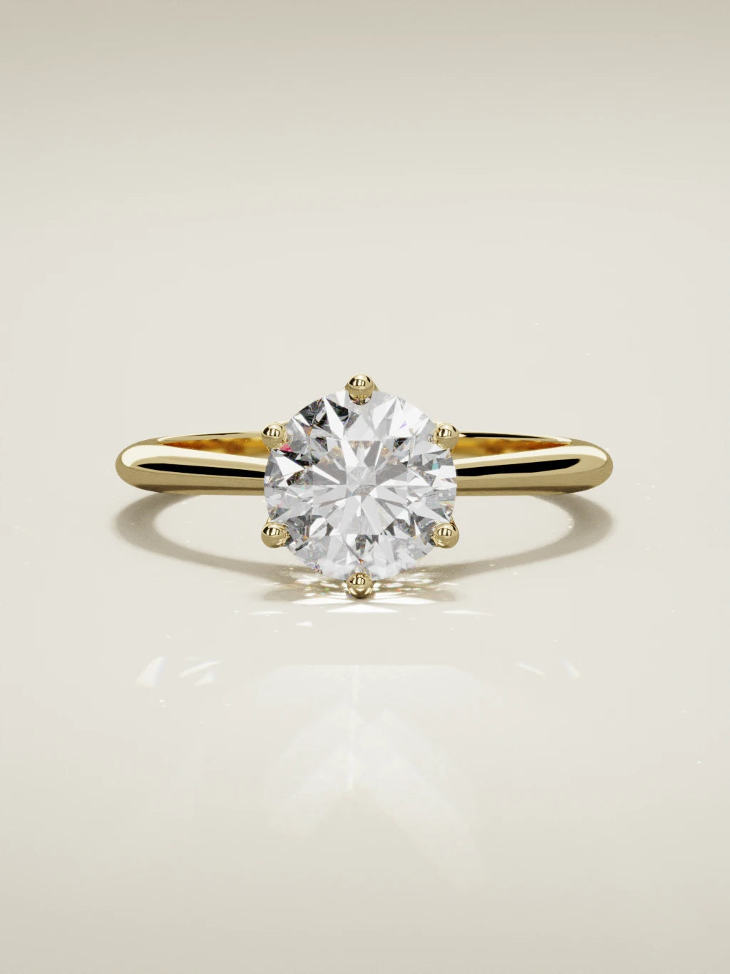 The Azahar round lab-grown diamond solitaire in 14K yellow gold, front view