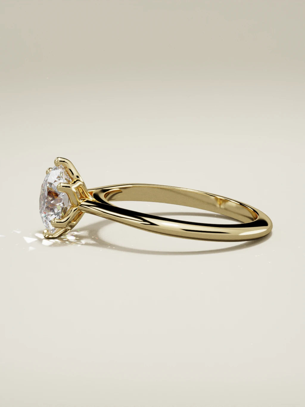 The Azahar round lab-grown diamond solitaire in 14K yellow gold, side view