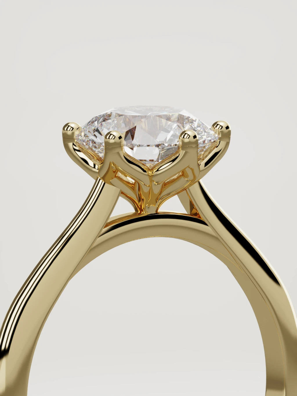 The Azahar round lab-grown diamond solitaire in 14K yellow gold, standing three-quarter view