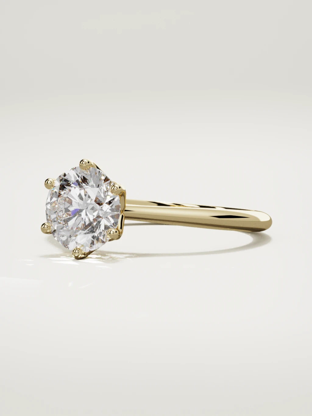 The Azahar round lab-grown diamond solitaire in 14K yellow gold, three-quarter view