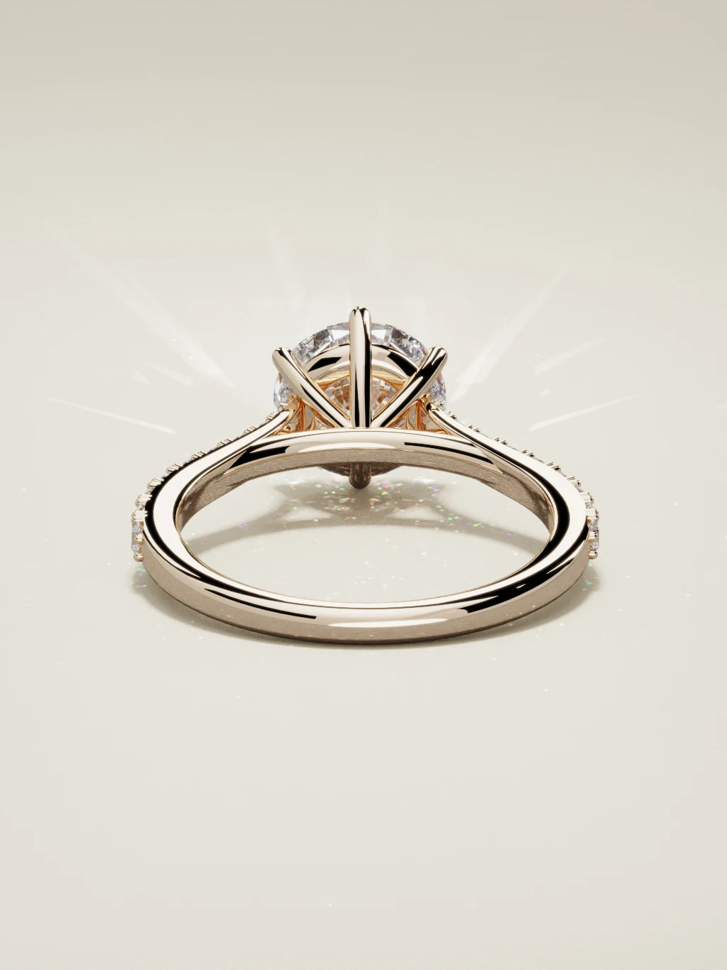 The Blonda round lab-grown diamond solitaire in 14K rose gold, back view