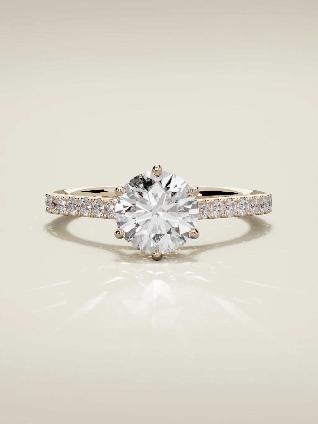 The Blonda round lab-grown diamond solitaire in 14K rose gold, front view