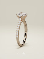 The Blonda round lab-grown diamond solitaire in 14K rose gold, standing front view