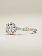 The Blonda round lab-grown diamond solitaire in 14K rose gold, three-quarter view