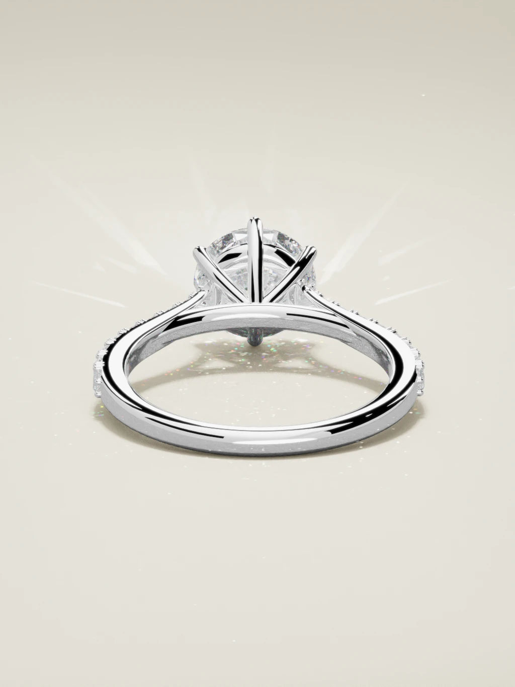 The Blonda round lab-grown diamond solitaire in 14K white gold, back view