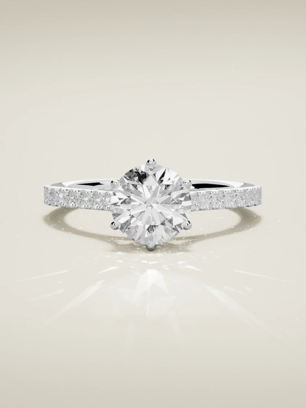 The Blonda round lab-grown diamond solitaire in 14K white gold, front view