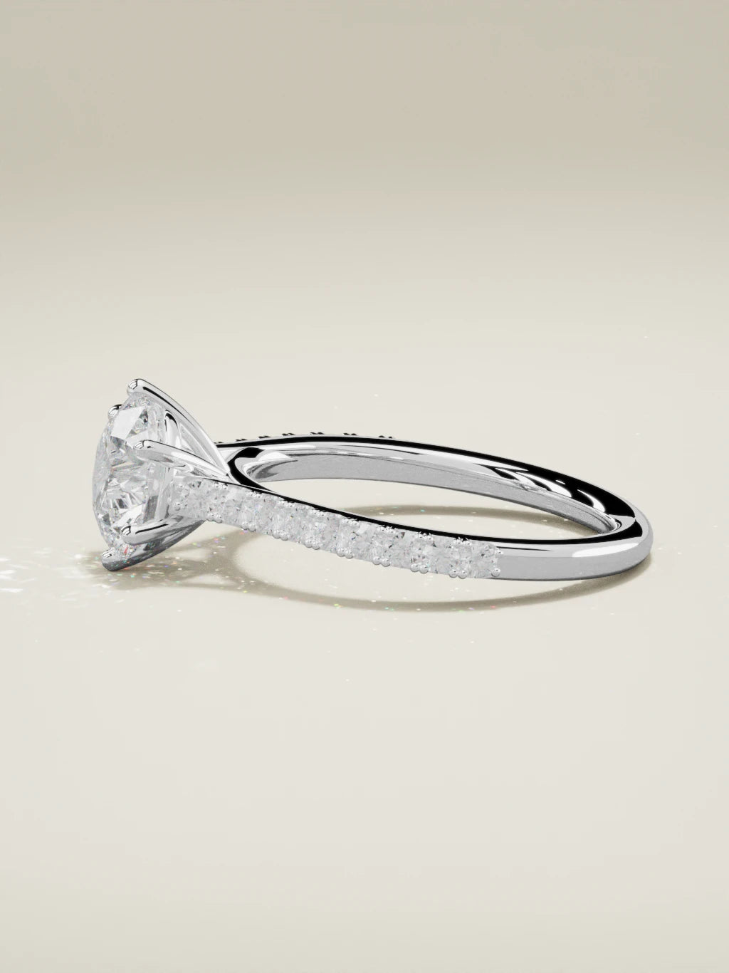 The Blonda round lab-grown diamond solitaire in 14K white gold, side view