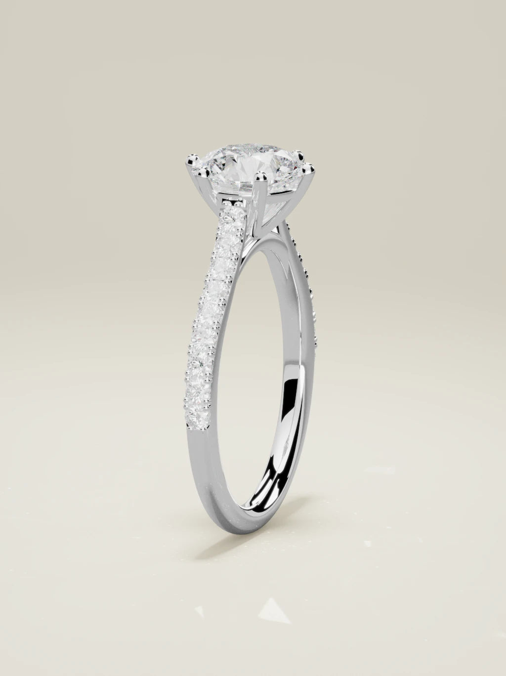 The Blonda round lab-grown diamond solitaire in 14K white gold, standing front view