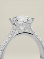 The Blonda round lab-grown diamond solitaire in 14K white gold, standing three-quarter view
