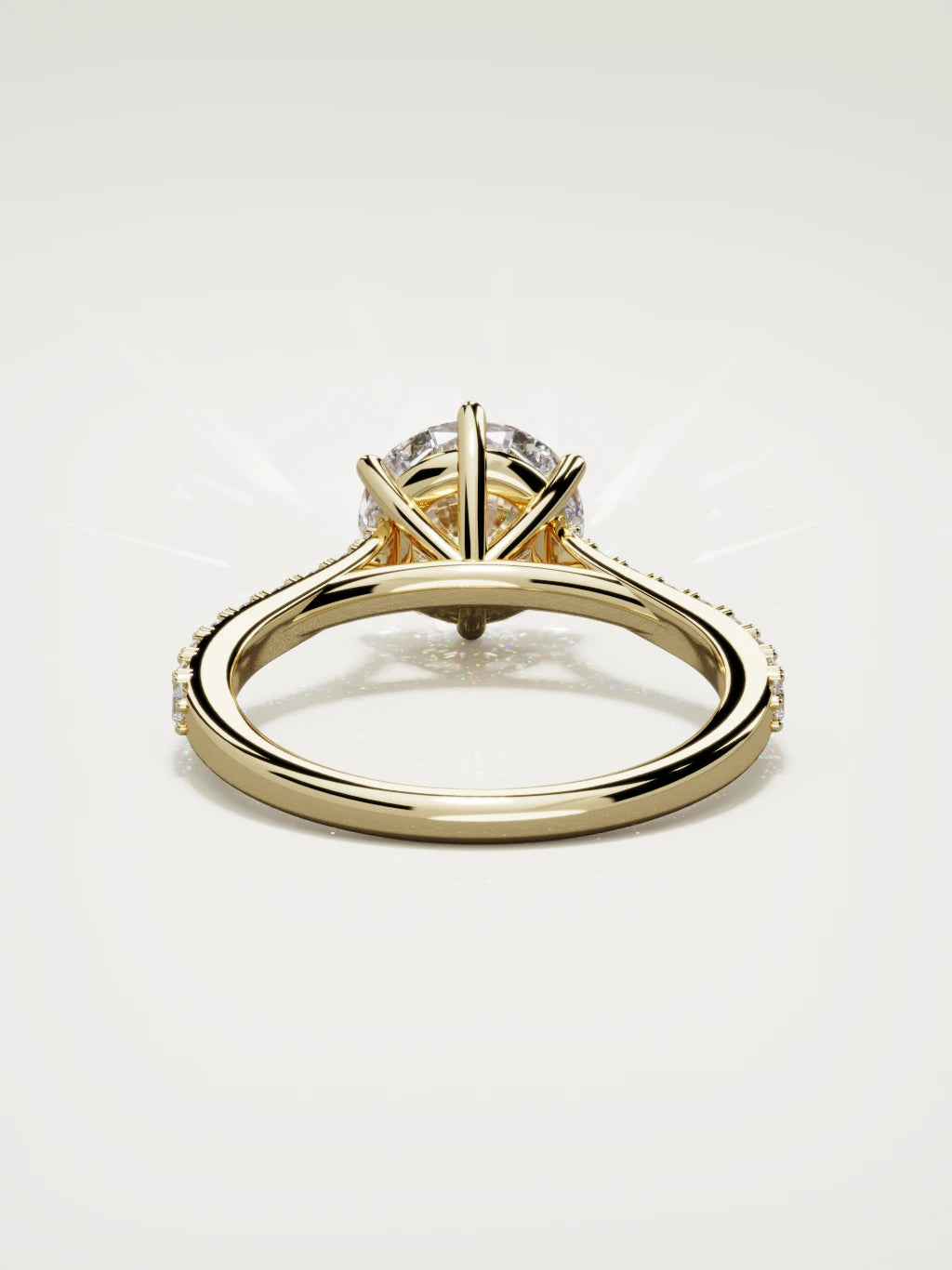 The Blonda round lab-grown diamond solitaire in 14K yellow gold, back view