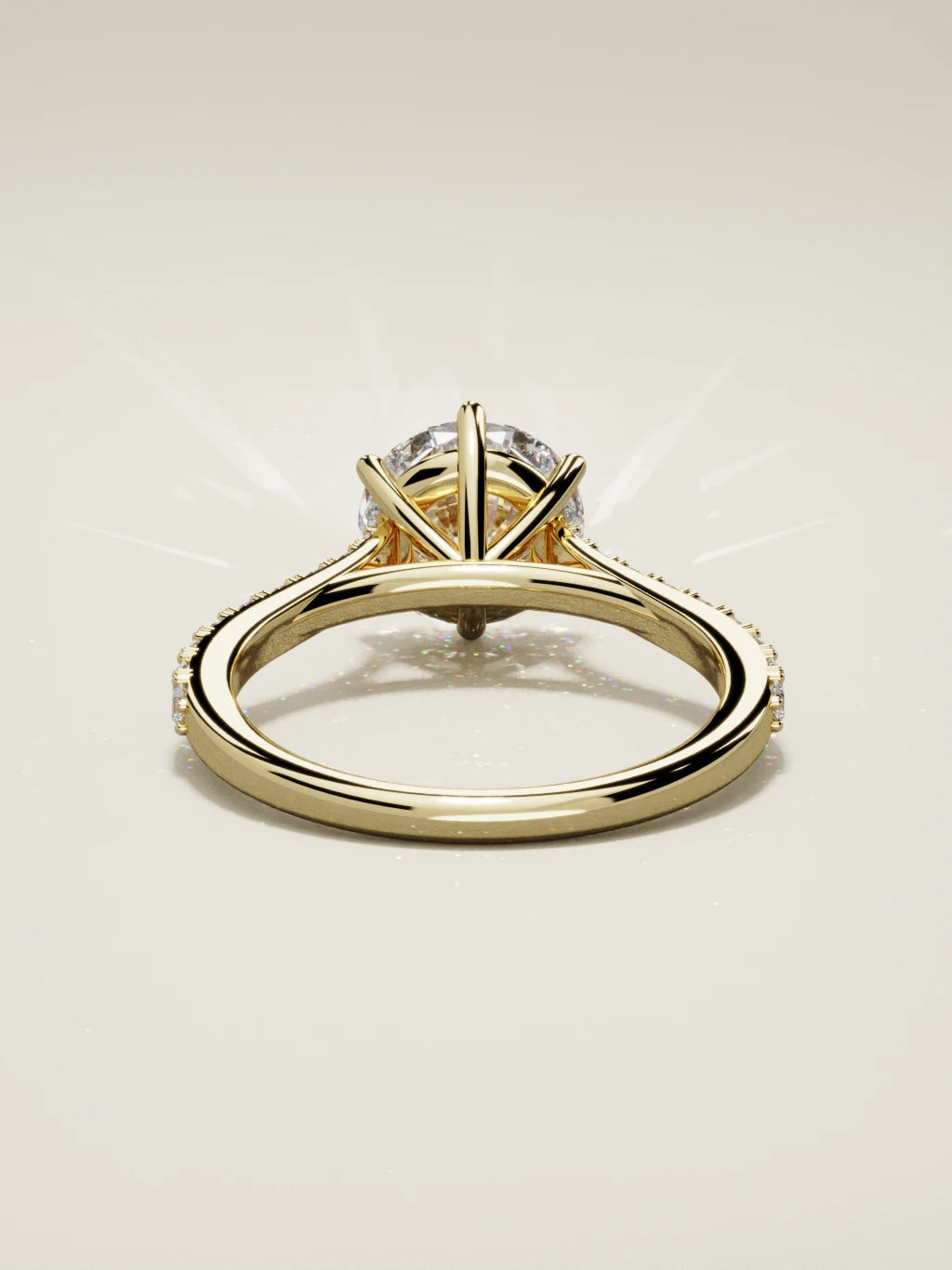 The Blonda round lab-grown diamond solitaire in 14K yellow gold, back view