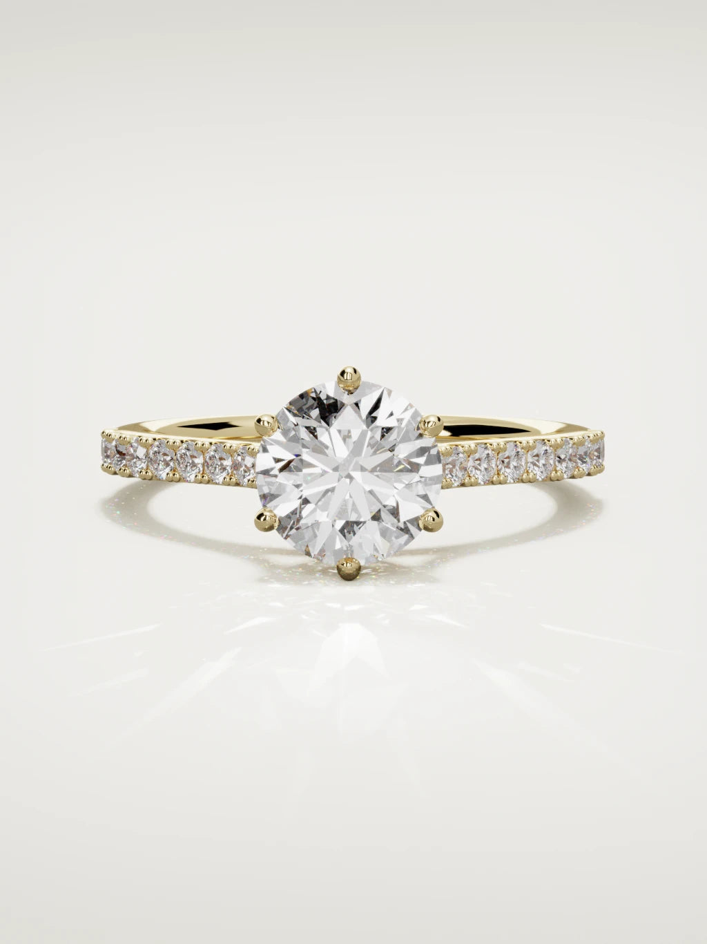 The Blonda round lab-grown diamond solitaire in 14K yellow gold, front view