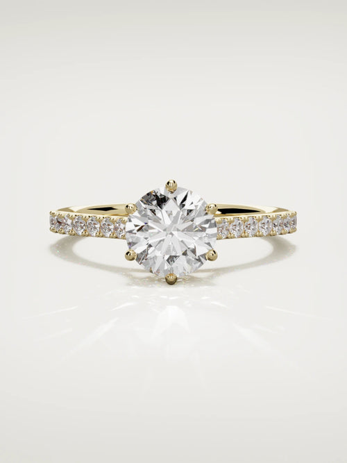 The Blonda round lab-grown diamond solitaire in 14K yellow gold, front view