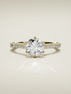The Blonda round lab-grown diamond solitaire in 14K yellow gold, front view