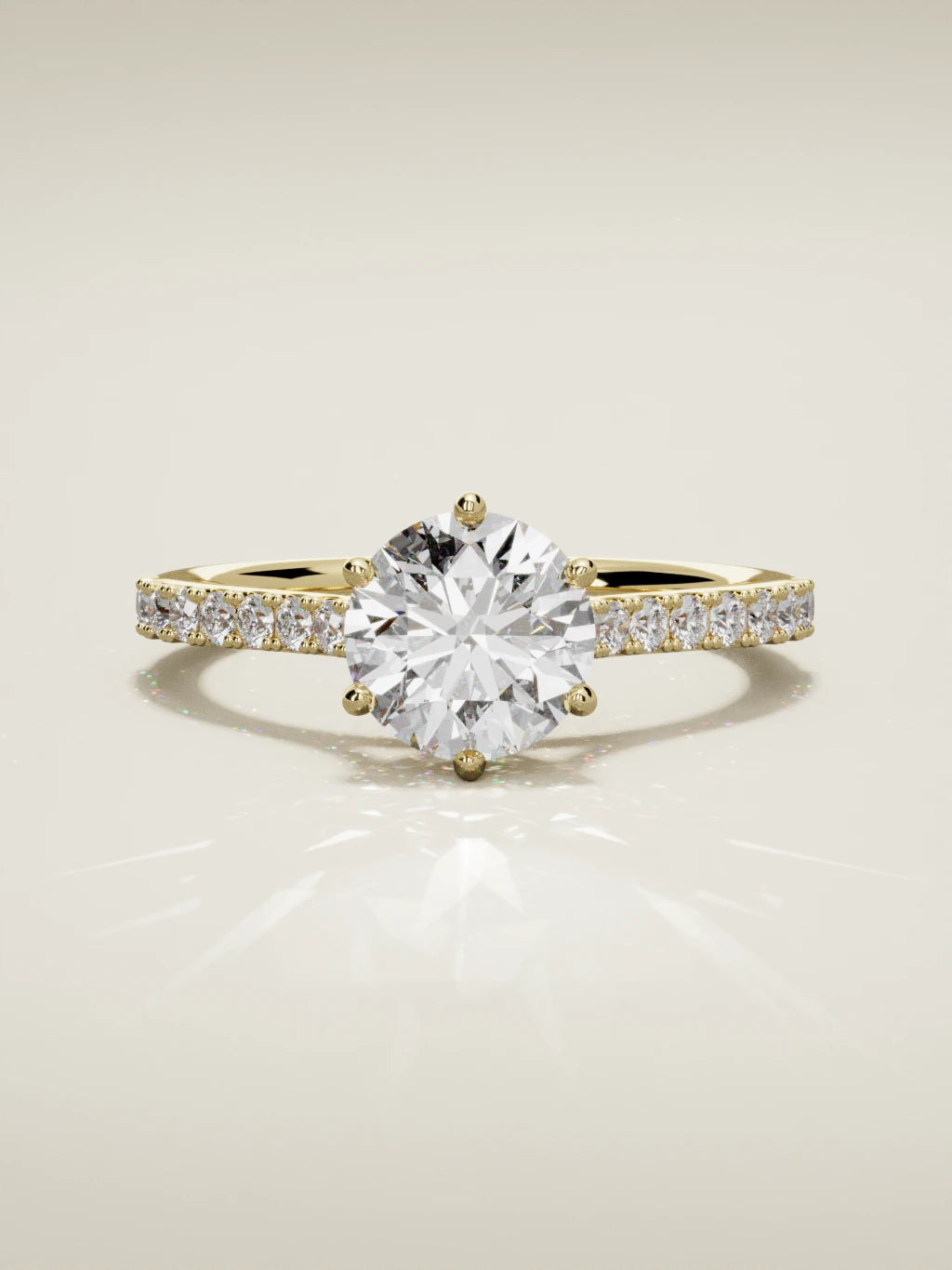 The Blonda round lab-grown diamond solitaire in 14K yellow gold, front view