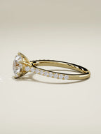 The Blonda round lab-grown diamond solitaire in 14K yellow gold, side view