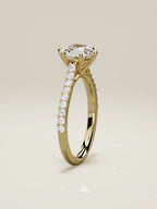 The Blonda round lab-grown diamond solitaire in 14K yellow gold, standing front view