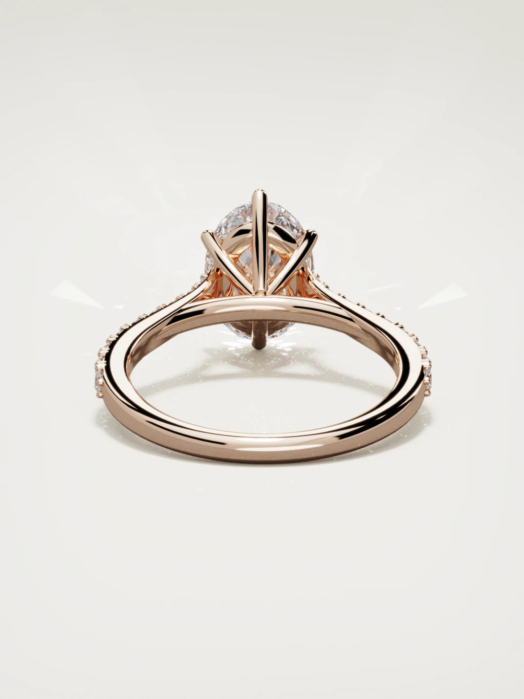 The Blonda oval lab-grown diamond solitaire in 14K rose gold, back view