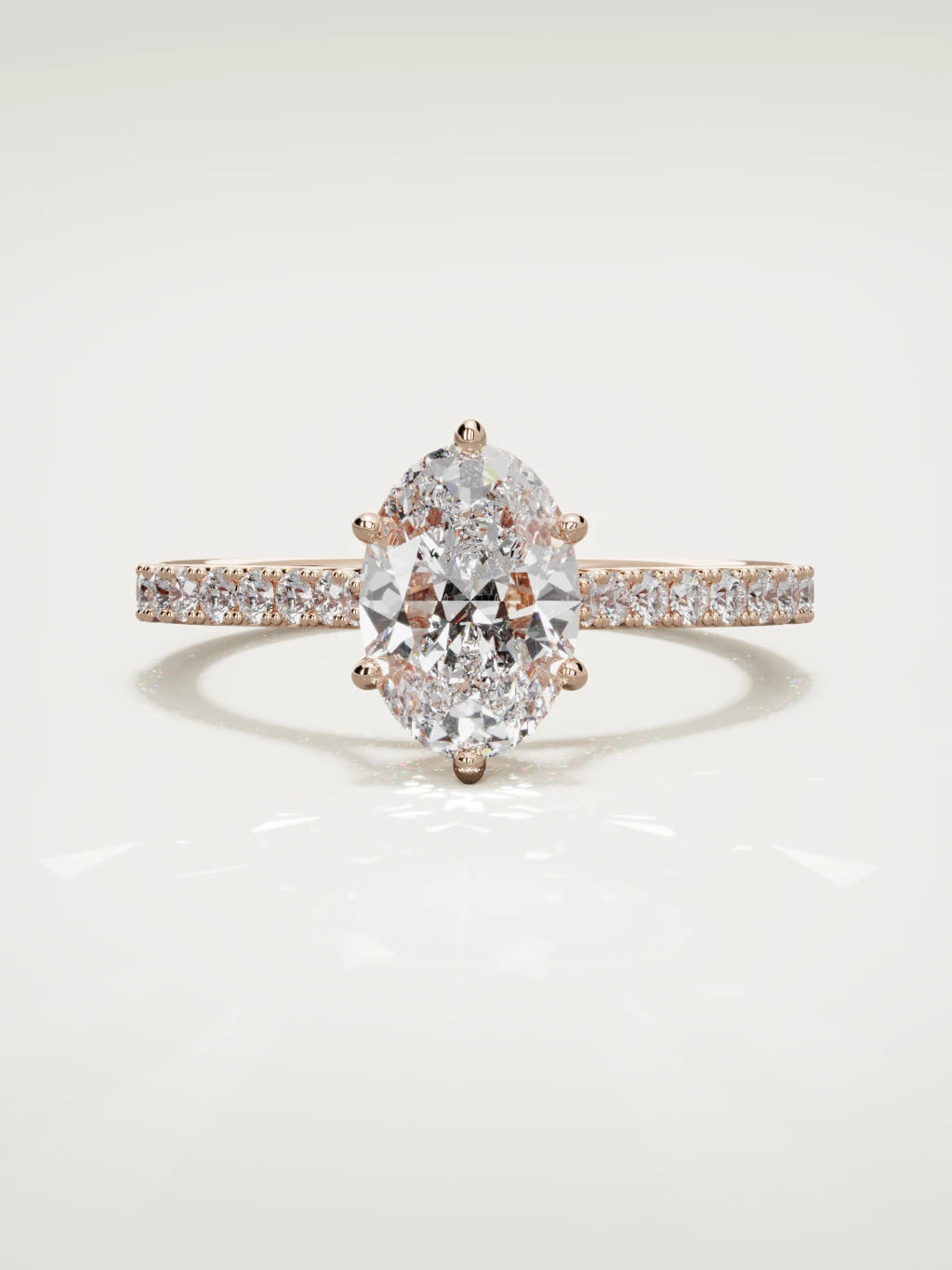 The Blonda oval lab-grown diamond solitaire in 14K rose gold, front view