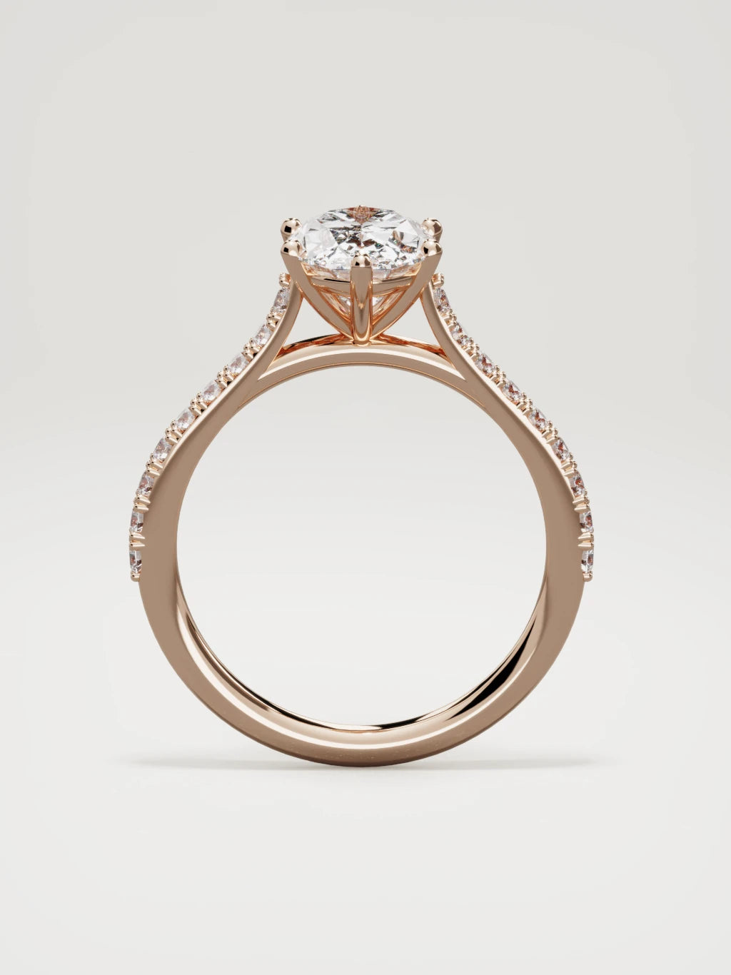 The Blonda oval lab-grown diamond solitaire in 14K rose gold, standing front view