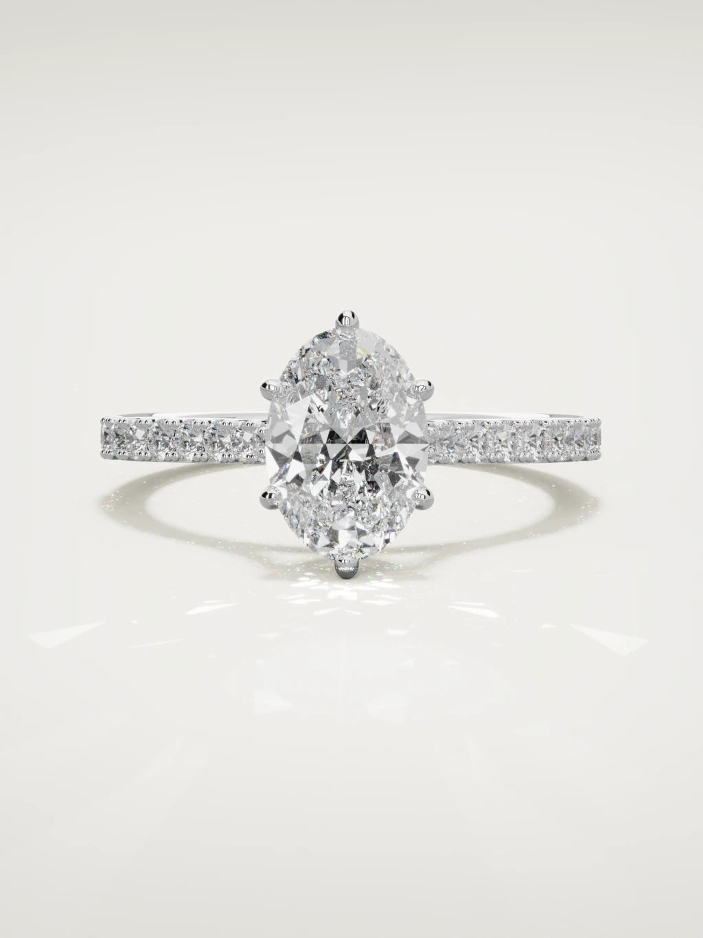 The Blonda oval lab-grown diamond solitaire in 14K white gold, front view