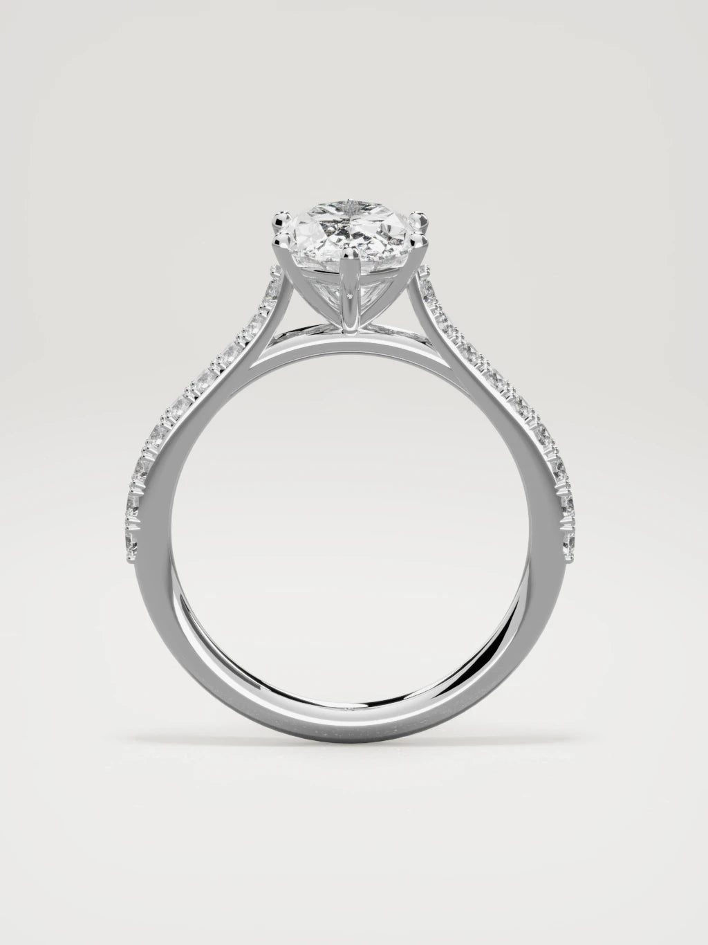 The Blonda oval lab-grown diamond solitaire in 14K white gold, standing front view