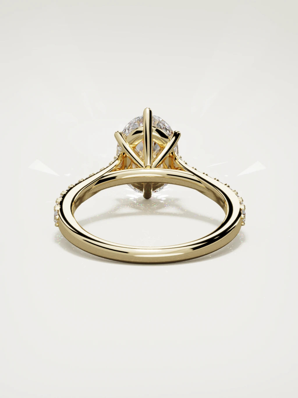 The Blonda oval lab-grown diamond solitaire in 14K yellow gold, back view