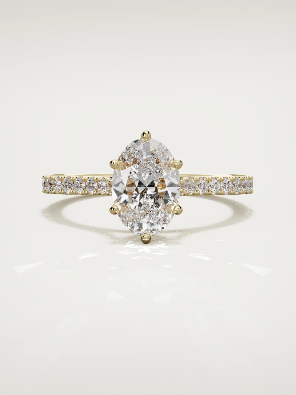The Blonda oval lab-grown diamond solitaire in 14K yellow gold, front view