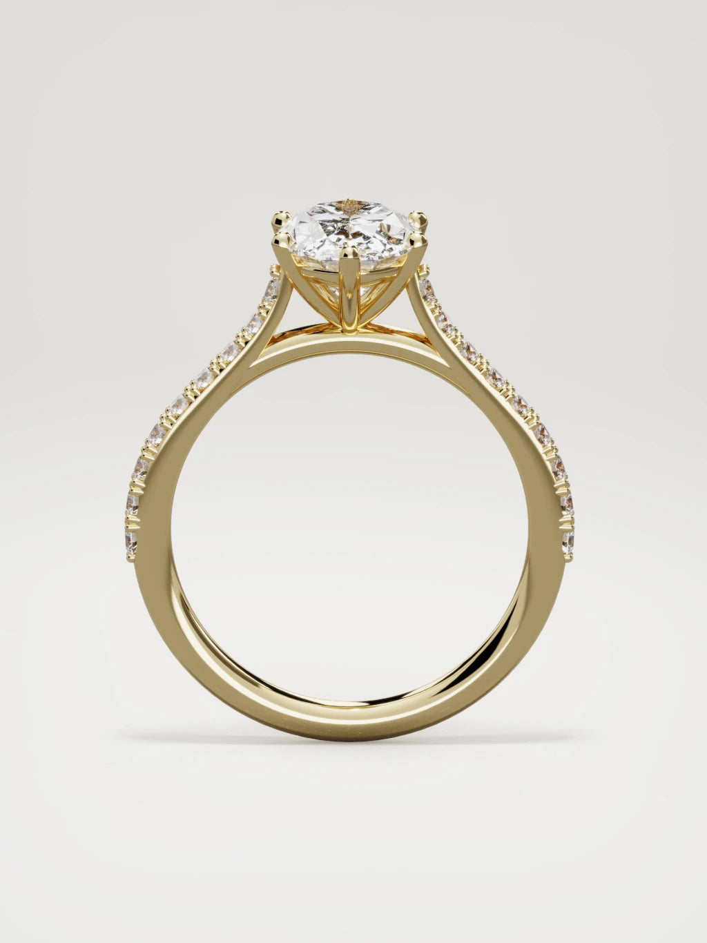 The Blonda oval lab-grown diamond solitaire in 14K yellow gold, standing front view