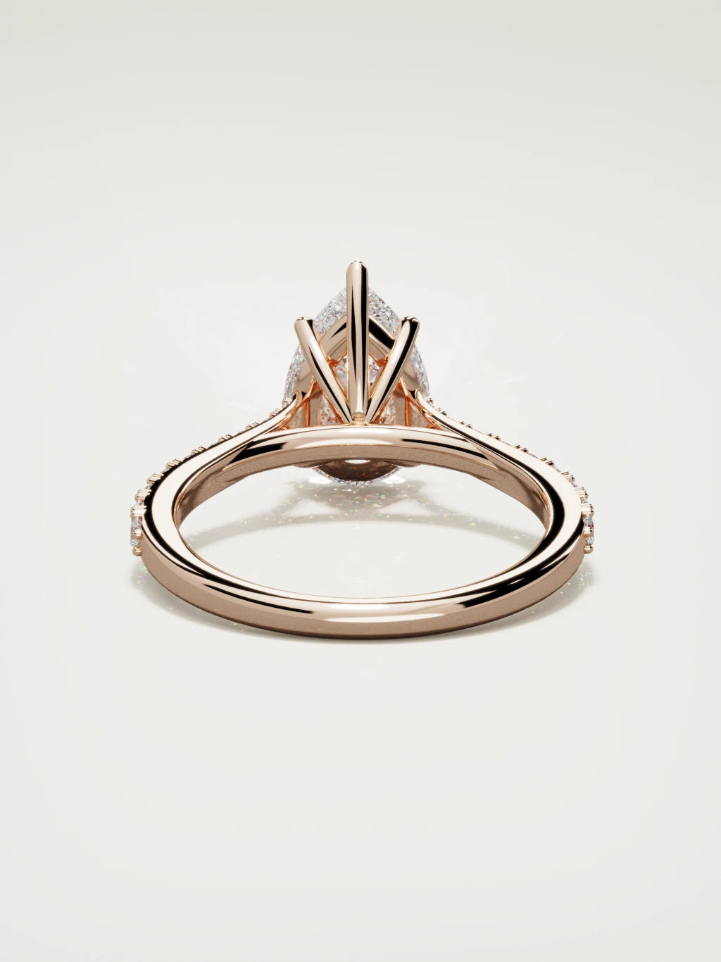 The Blonda pear-shaped lab-grown diamond solitaire in 14K rose gold, back view