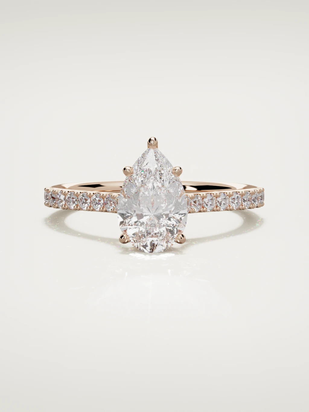 The Blonda pear-shaped lab-grown diamond solitaire in 14K rose gold, front view