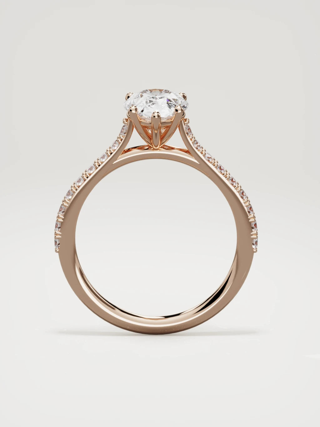 The Blonda pear-shaped lab-grown diamond solitaire in 14K rose gold, standing front view