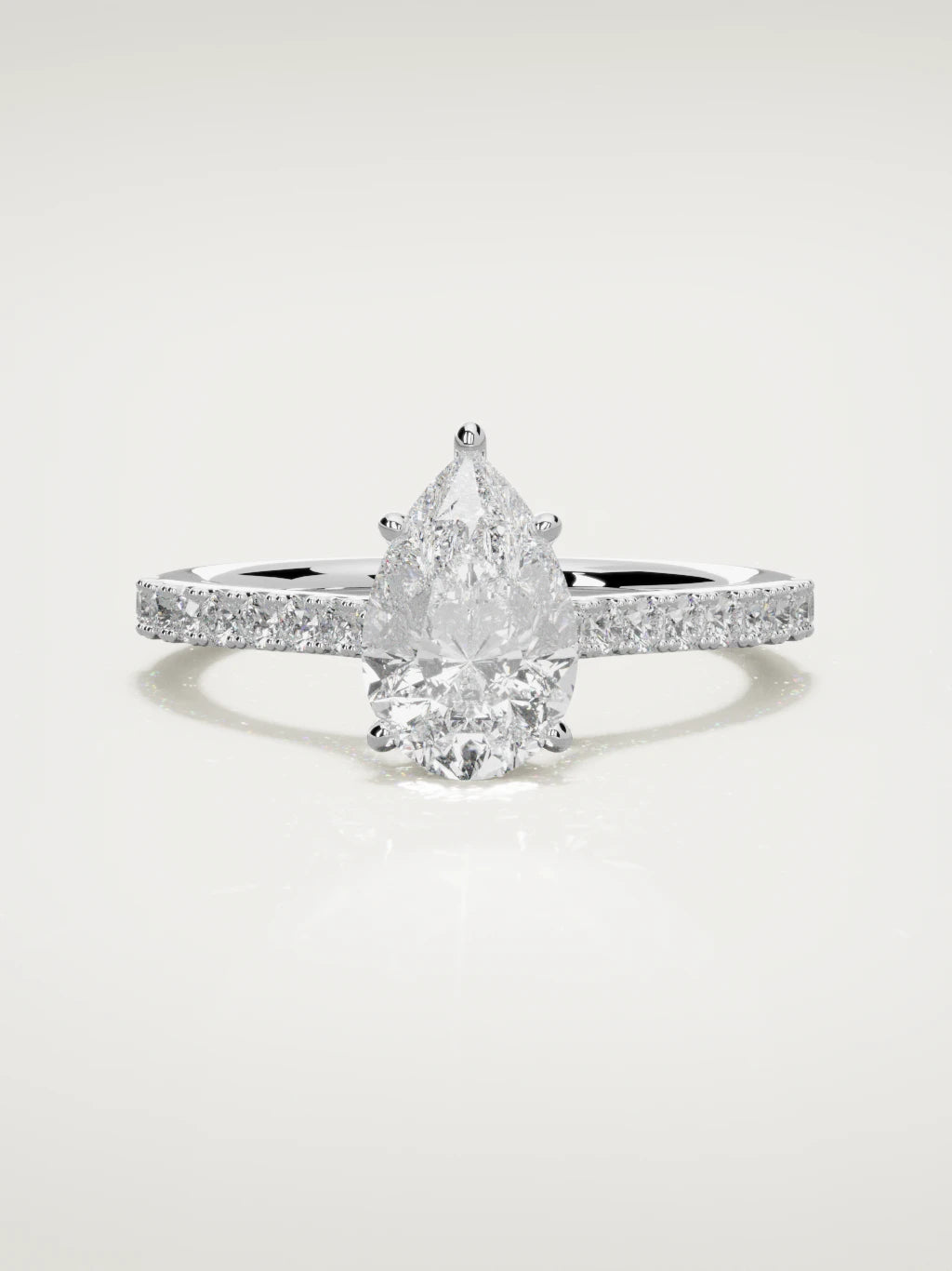 The Blonda pear-shaped lab-grown diamond solitaire in 14K white gold, front view