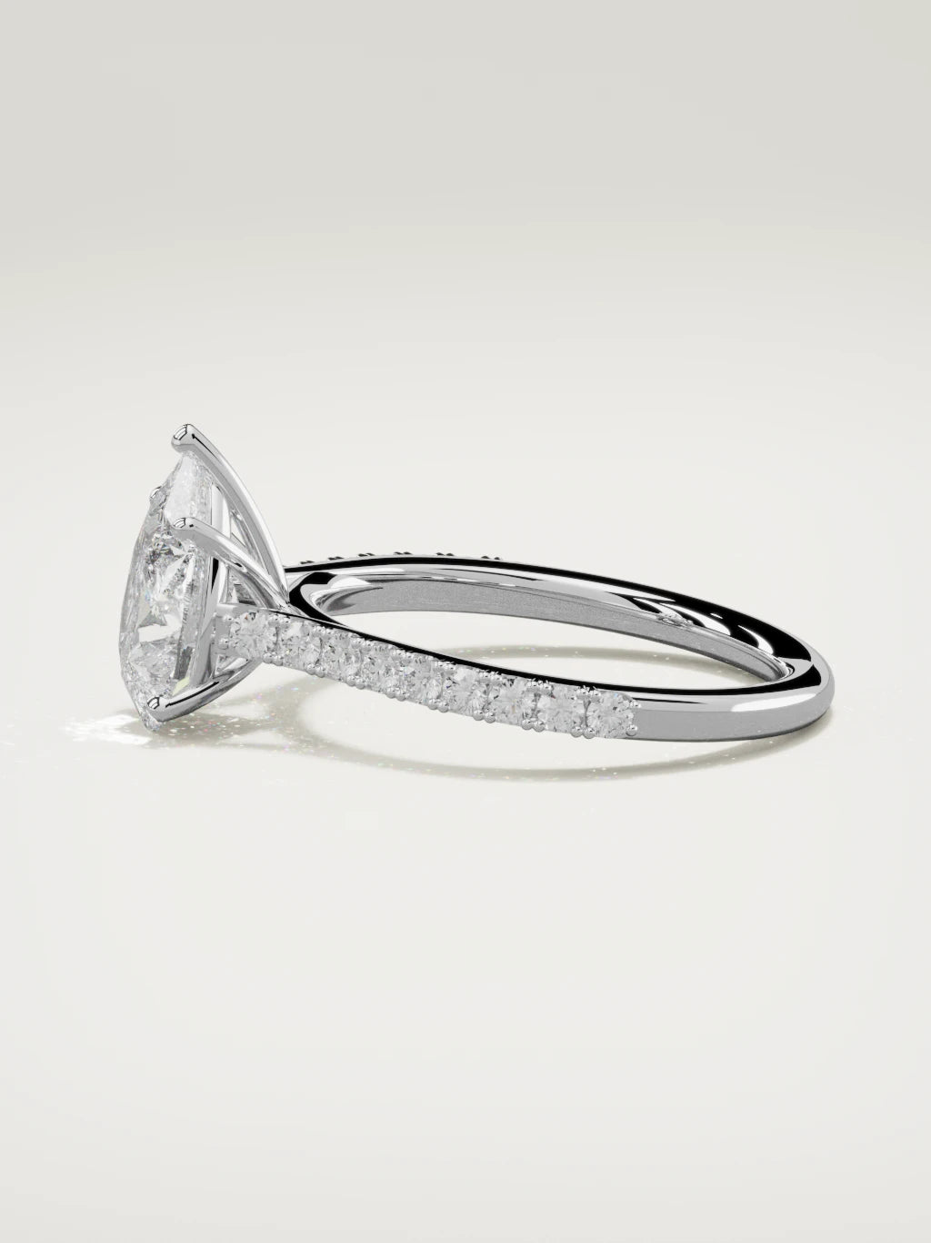 The Blonda pear-shaped lab-grown diamond solitaire in 14K white gold, side view