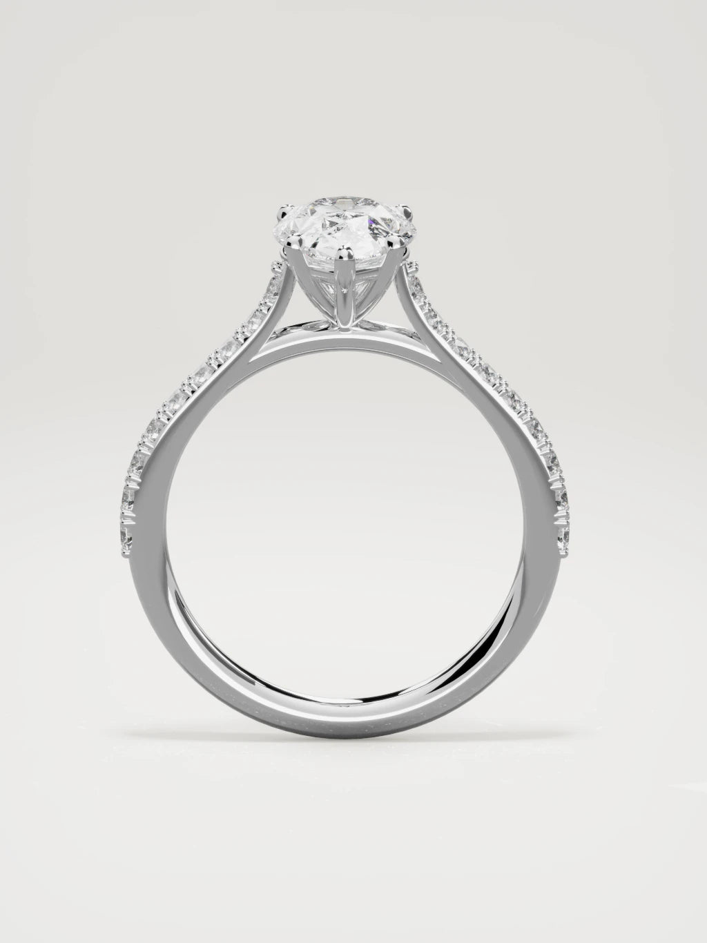 The Blonda pear-shaped lab-grown diamond solitaire in 14K white gold, standing front view