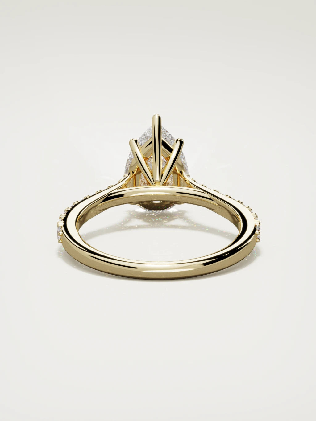 The Blonda pear-shaped lab-grown diamond solitaire in 14K yellow gold, back view