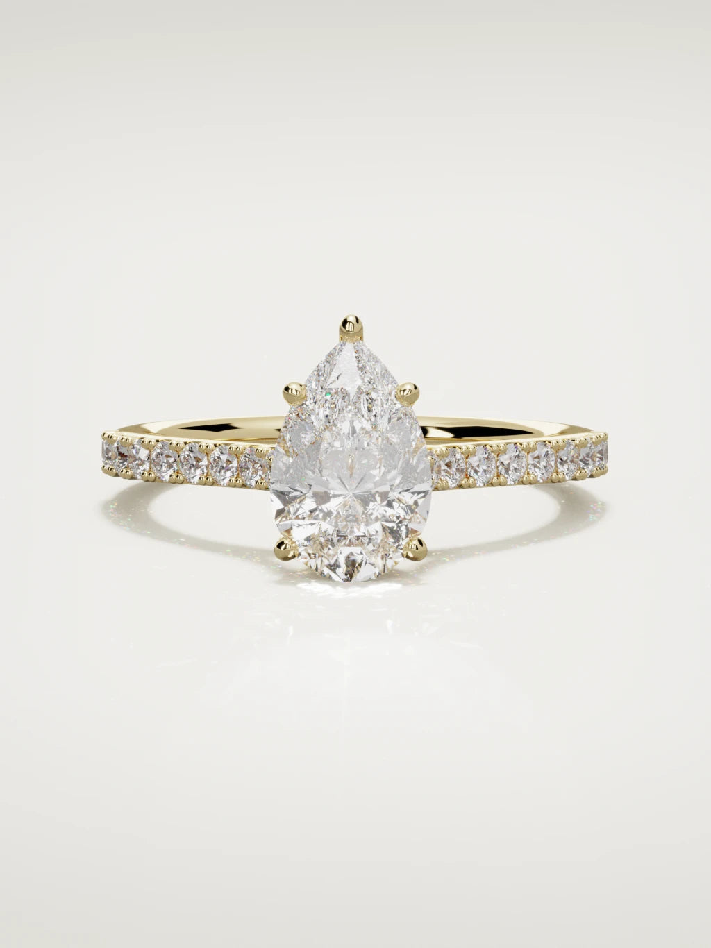 The Blonda pear-shaped lab-grown diamond solitaire in 14K yellow gold, front view