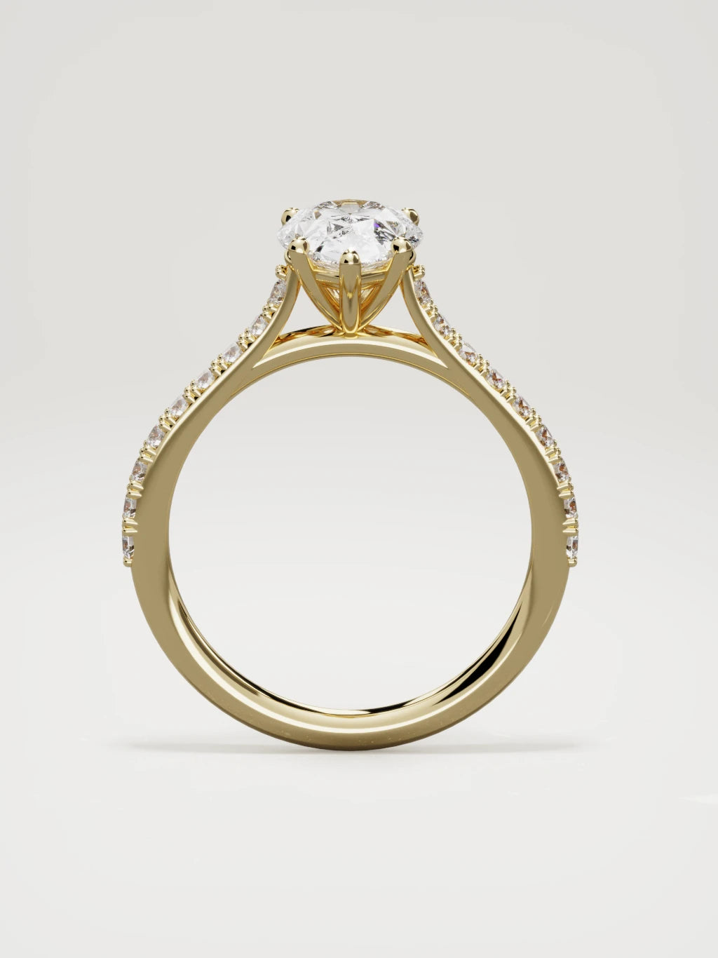 The Blonda pear-shaped lab-grown diamond solitaire in 14K yellow gold, standing front view